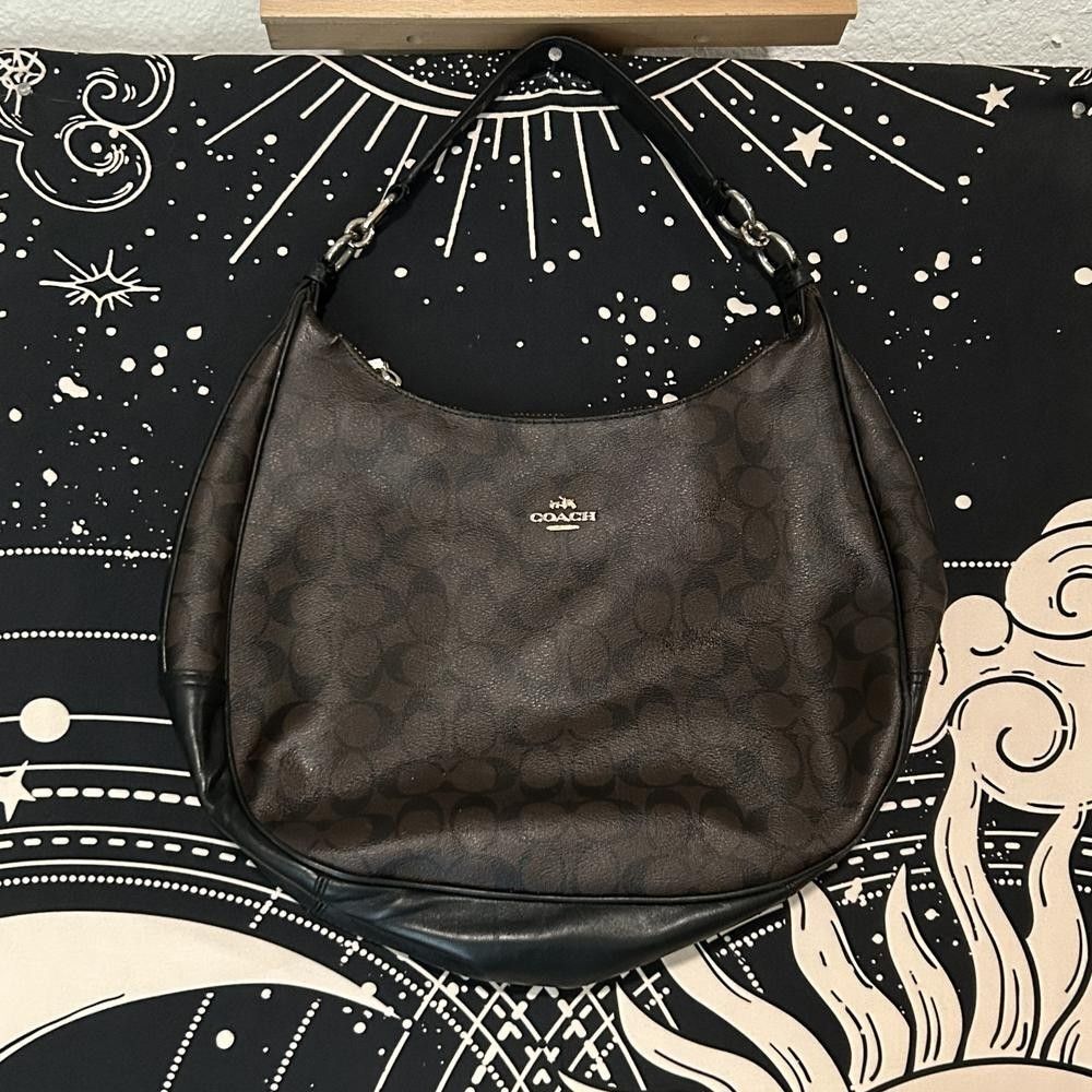Coach Harley F58289 Hobo Shoulder Handbag Women's Brown Canvas Top Handle